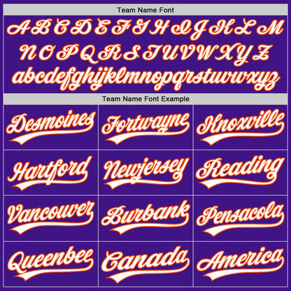 Custom Purple White-Orange Authentic Throwback Baseball Jersey