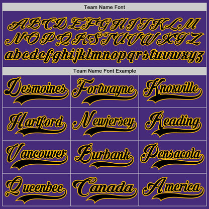 Custom Purple Black-Gold Hockey Lace Neck Jersey