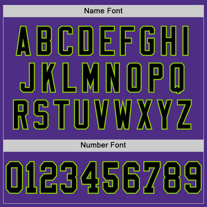 Custom Purple Black-Neon Green Mesh Authentic Throwback Football Jersey