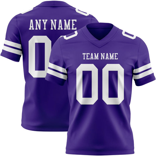 Custom Purple White Mesh Authentic Football Jersey