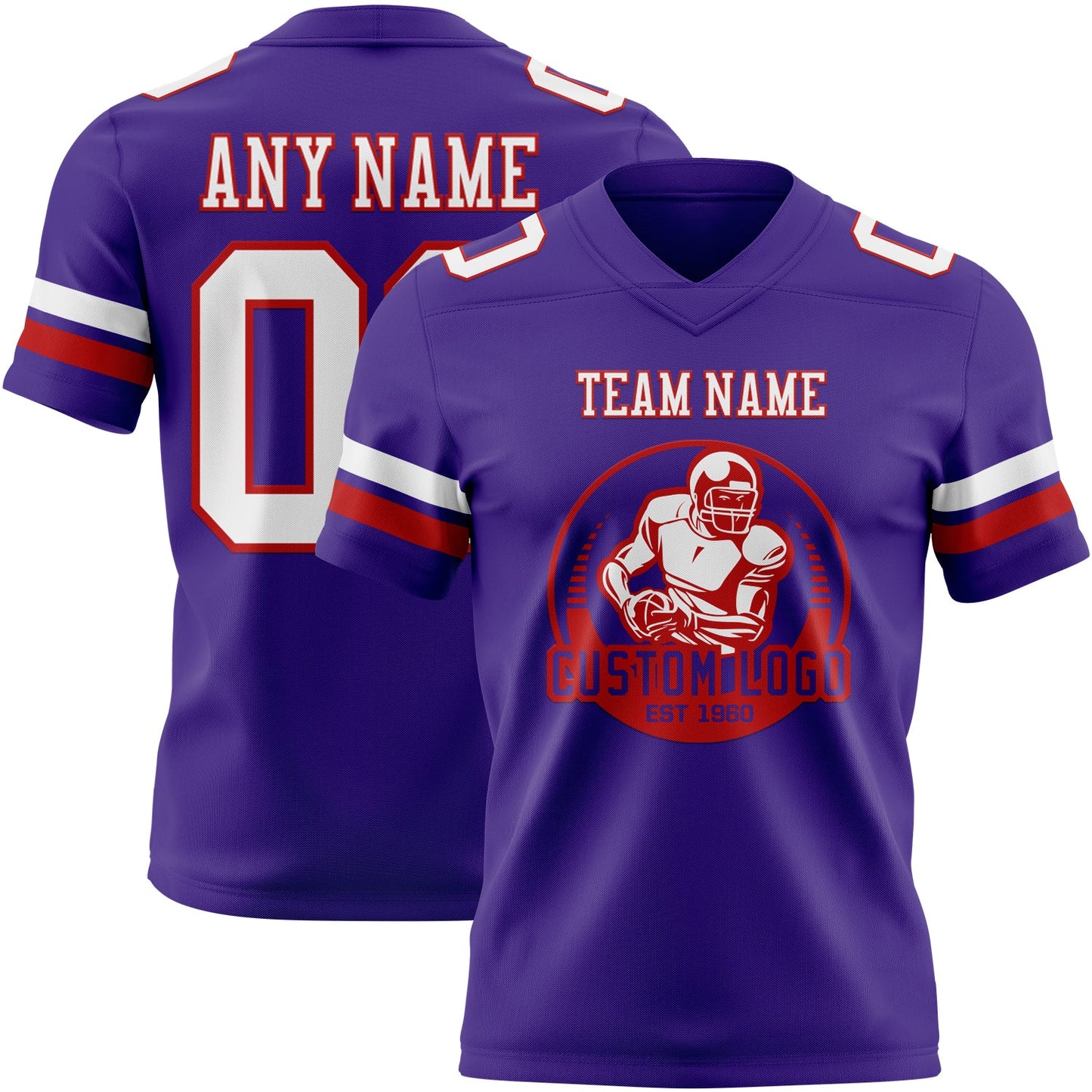 Custom Purple White-Red Mesh Authentic Football Jersey