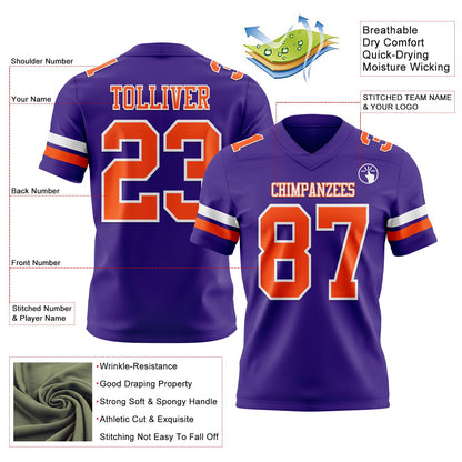 Custom Purple Orange-White Mesh Authentic Football Jersey
