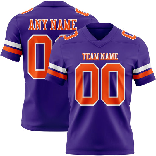Custom Purple Orange-White Mesh Authentic Football Jersey