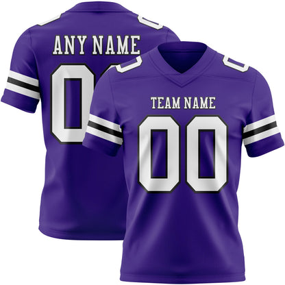 Custom Purple White-Black Mesh Authentic Football Jersey