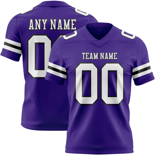 Custom Purple White-Black Mesh Authentic Football Jersey