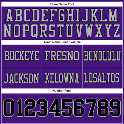 Custom Purple Black-Gray Mesh Authentic Football Jersey