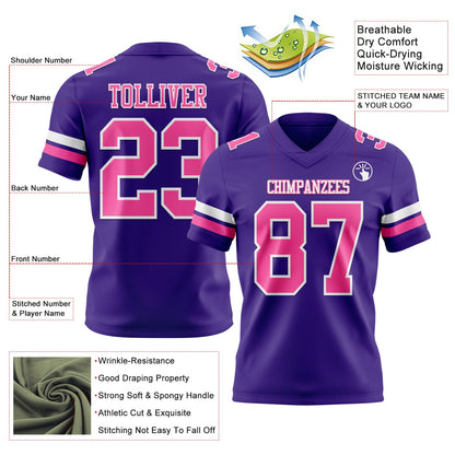 Custom Purple Pink-White Mesh Authentic Football Jersey