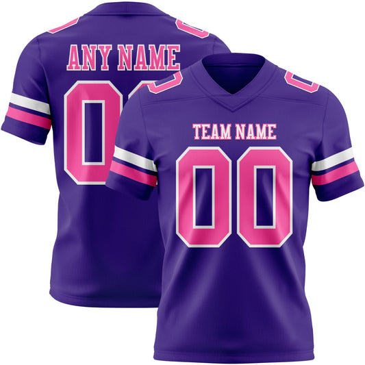 Custom Purple Pink-White Mesh Authentic Football Jersey