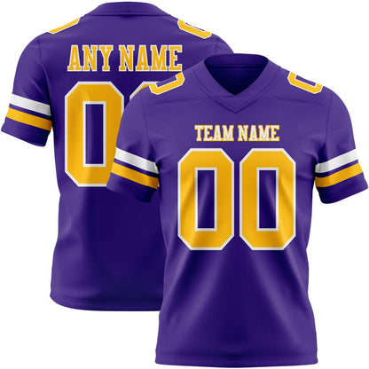 Custom Purple Gold-White Mesh Authentic Football Jersey