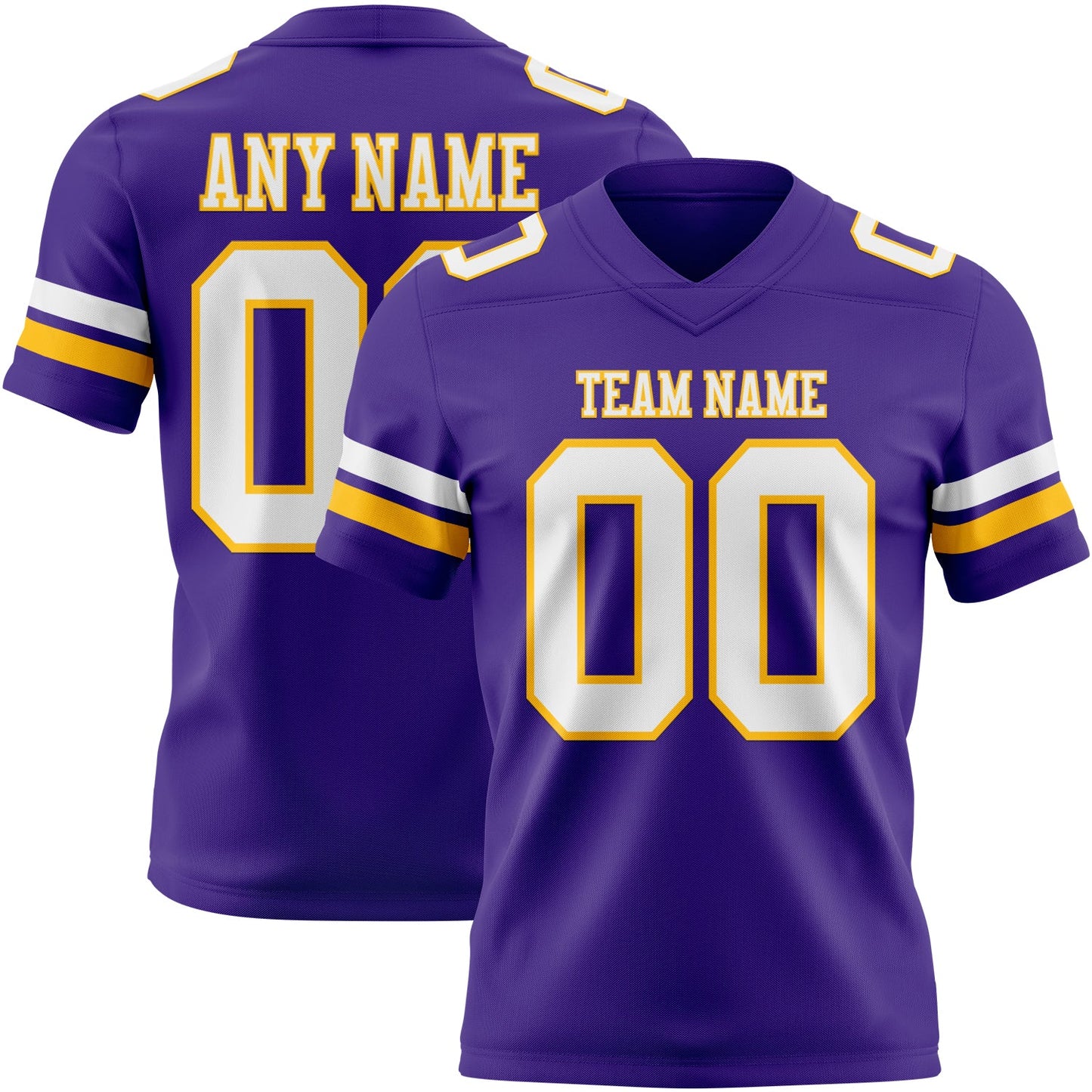Custom Purple White-Gold Mesh Authentic Football Jersey