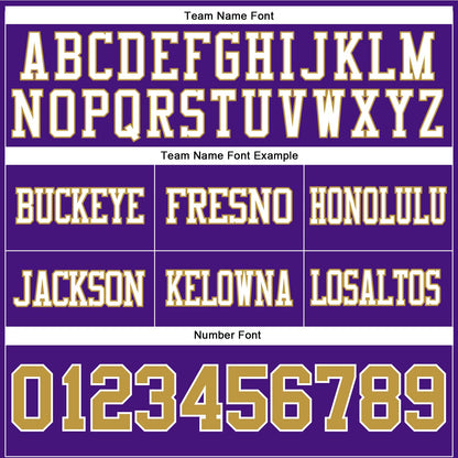 Custom Purple Old Gold-White Mesh Authentic Football Jersey