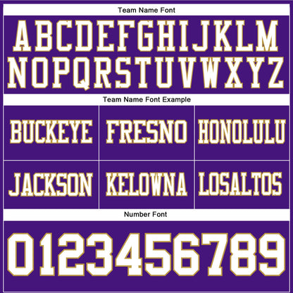 Custom Purple White-Old Gold Mesh Authentic Football Jersey