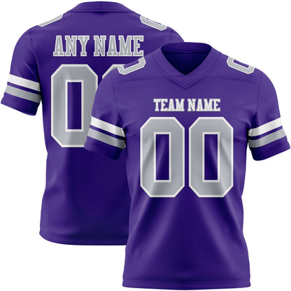 Custom Purple Gray-White Mesh Authentic Football Jersey