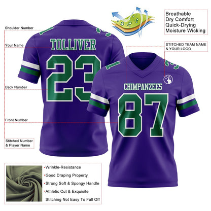 Custom Purple Kelly Green-White Mesh Authentic Football Jersey