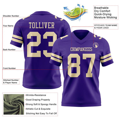Custom Purple Cream Mesh Authentic Football Jersey