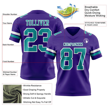 Custom Purple Teal-White Mesh Authentic Football Jersey