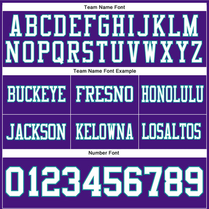 Custom Purple White-Teal Mesh Authentic Football Jersey