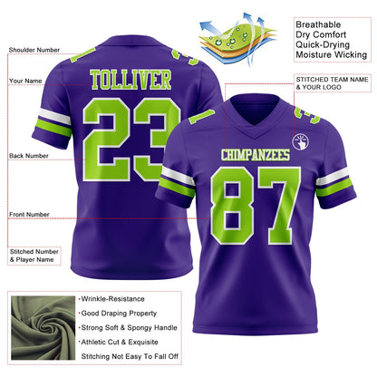 Custom Purple Neon Green-White Mesh Authentic Football Jersey