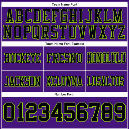 Custom Purple Black-Neon Green Mesh Authentic Football Jersey