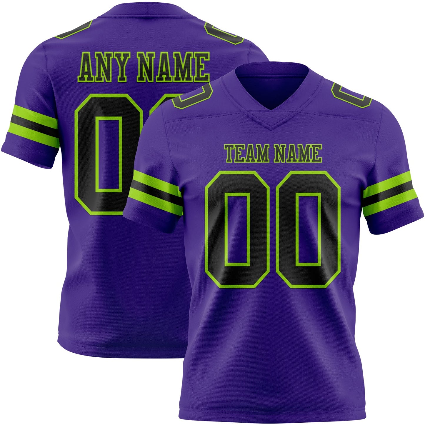 Custom Purple Black-Neon Green Mesh Authentic Football Jersey