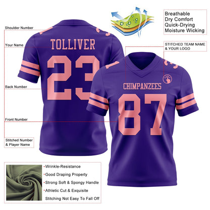 Custom Purple Medium Pink Mesh Authentic Football Jersey