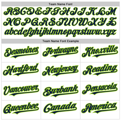 Custom White Neon Green-Navy Authentic Raglan Sleeves Baseball Jersey