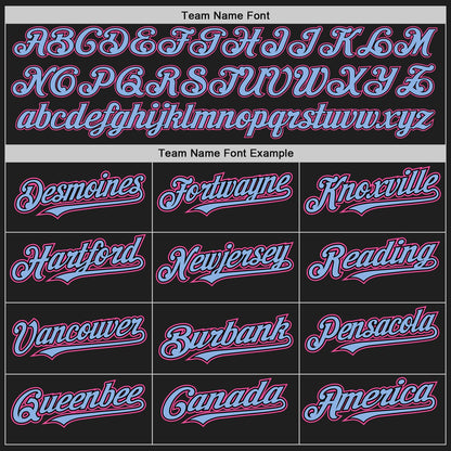 Custom Black Pink-Light Blue Authentic Raglan Sleeves Baseball Jersey