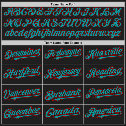 Custom Black Teal-Red Authentic Raglan Sleeves Baseball Jersey