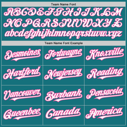 Custom Teal White-Pink Authentic Raglan Sleeves Baseball Jersey