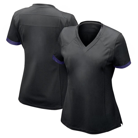 Custom Women's Ravens Purple/Black/White Exact Replica Football Jersey