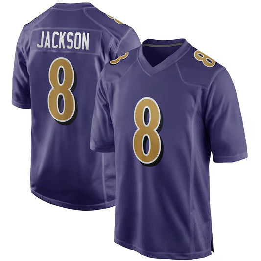 Custom Men's Ravens Purple/Black/White Exact Replica Football Jersey