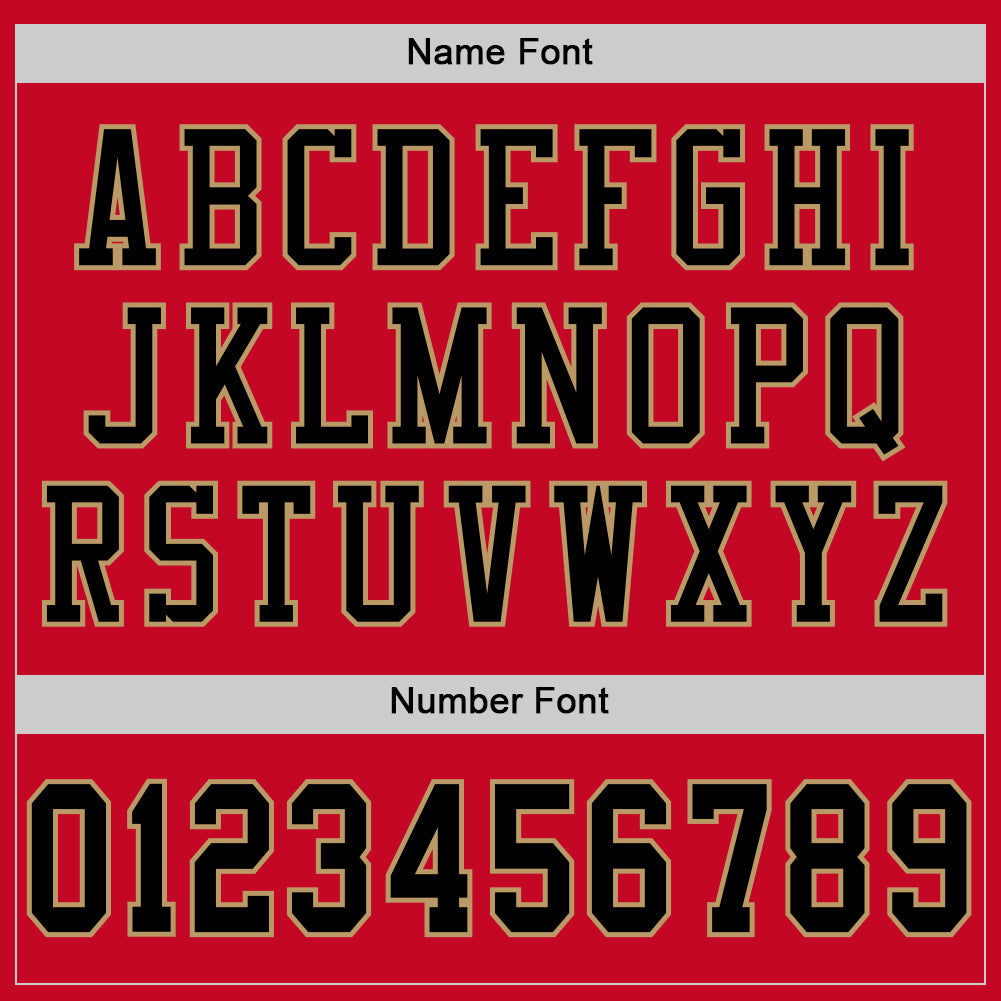 Custom Red Black-Old Gold Mesh Authentic Throwback Football Jersey