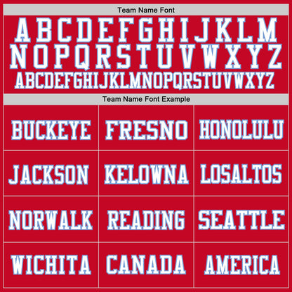 Custom Red White-Light Blue Mesh Authentic Throwback Football Jersey