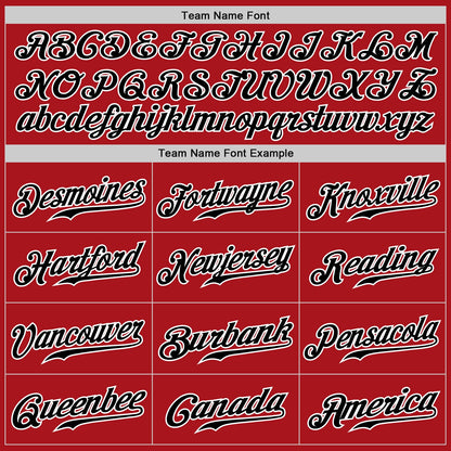 Custom Red Black Pinstripe Black-White Authentic Baseball Jersey