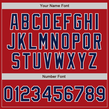 Custom Red White-Navy Authentic Baseball Jersey