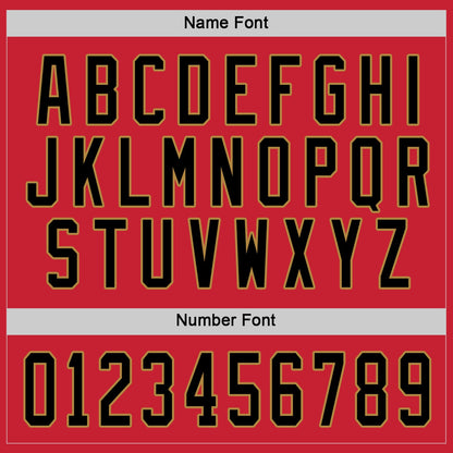 Custom Red Black-Old Gold Hockey Jersey