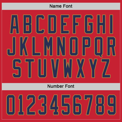 Custom Red Navy-Old Gold Hockey Jersey