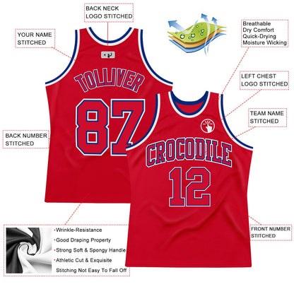 Custom Red Red-Royal Authentic Throwback Basketball Jersey
