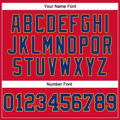 Custom Red Royal-Gold Authentic Throwback Basketball Jersey
