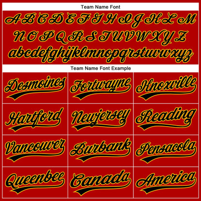 Custom Red Black Pinstripe Gold Authentic Baseball Jersey