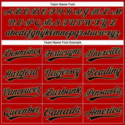 Custom Red Black Pinstripe Old Gold Authentic Baseball Jersey