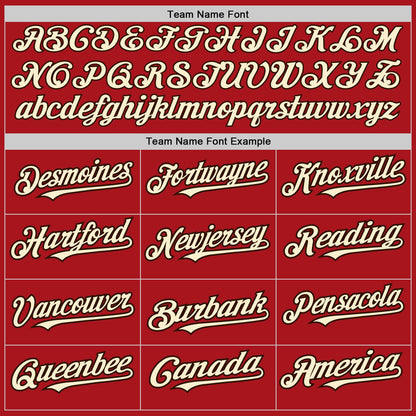 Custom Red White Pinstripe Brown-City Cream Authentic Baseball Jersey
