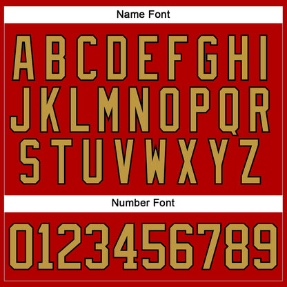 Custom Red Old Gold-Black Hockey Lace Neck Jersey