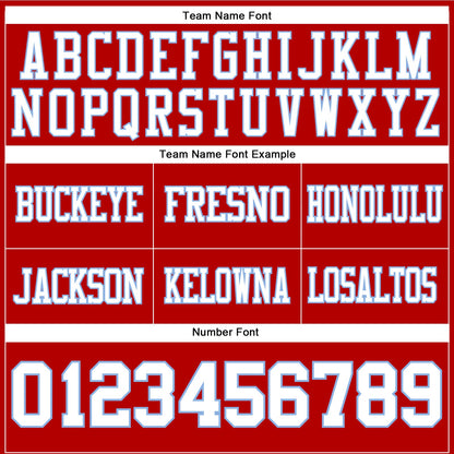 Custom Red White-Light Blue Mesh Authentic Football Jersey