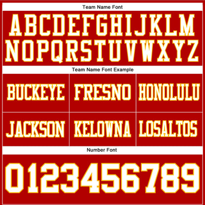 Custom Red White-Gold Mesh Authentic Football Jersey