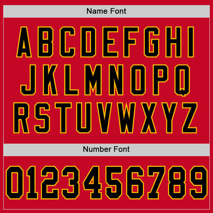 Custom Red Black-Gold Mesh Authentic Throwback Football Jersey