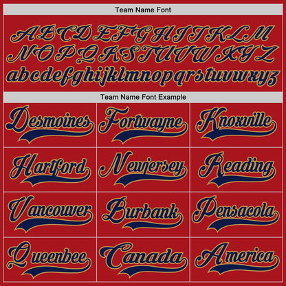 Custom Red Navy-Old Gold Hockey Jersey