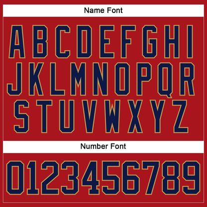 Custom Red Navy-Old Gold Hockey Jersey