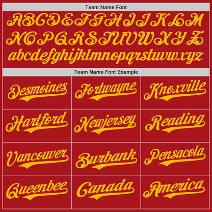 Custom Red Gold Authentic Baseball Jersey