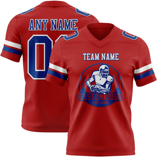 Custom Red Royal-White Mesh Authentic Football Jersey
